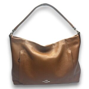 Coach Brown Pebbled Leather Scout Hobo Crossbody Shoulder Handbag Purse 34312